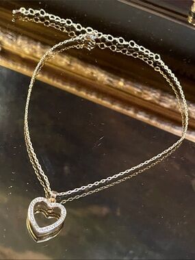 Gold Crystal Heart Choker Necklace